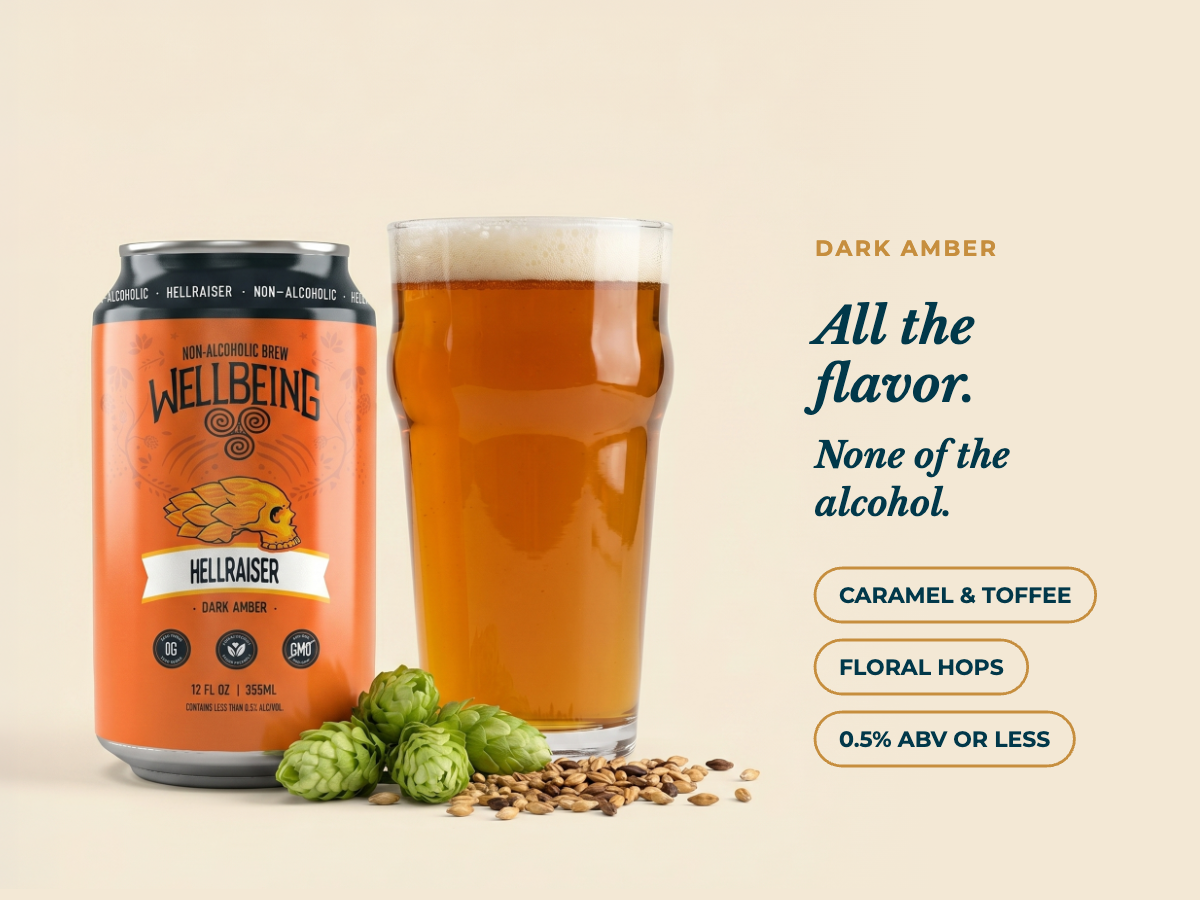 Hellraiser Dark Amber 12oz 4-Pack | NA Craft Beer – WellBeing Brewing®