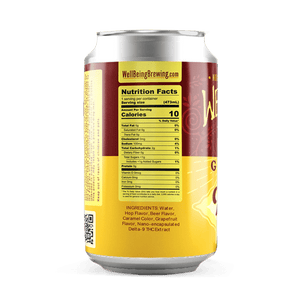 
                  
                    Golden Haze THC seltzer can with side view showing nutrition facts
                  
                