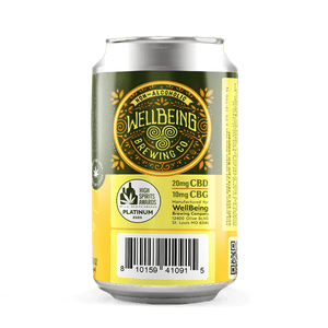 
                  
                    Golden Hemp Non-Alcoholic Beer – CBD and CBG Infused Craft Brew Can Angle View | High Spirit Awards 2025 Winner
                  
                