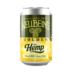 Golden Hemp Non-Alcoholic Beer with 20mg CBD and 10mg CBG – Front Can View