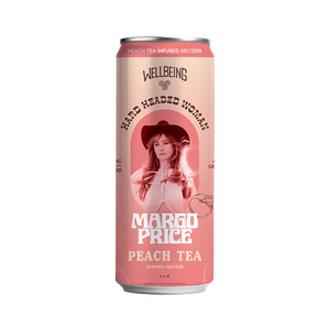 
                  
                    Margo Price Peach Tea THC CBD Seltzer 12oz Slim Can Front
                  
                